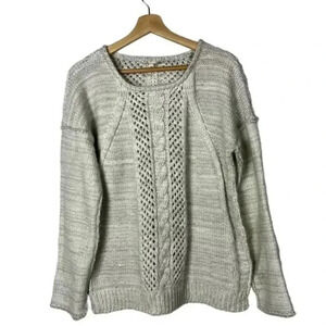 Boutique Hem & Thread Light Gray Trailing Knit Pullover Sweater L